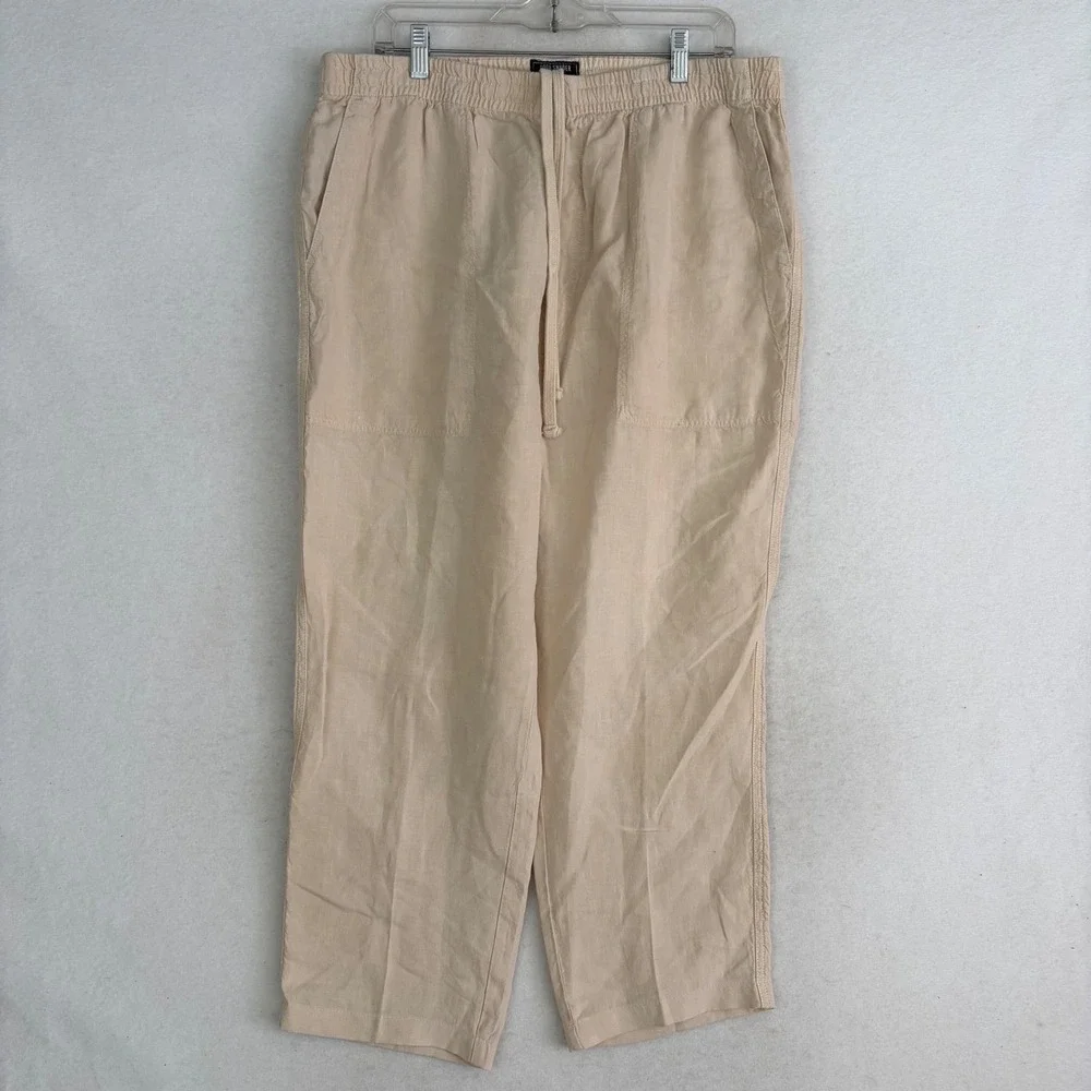 Todd Snyder NY Linen Beach Pants Men XL Oatmeal Natural Drawstring Cropped